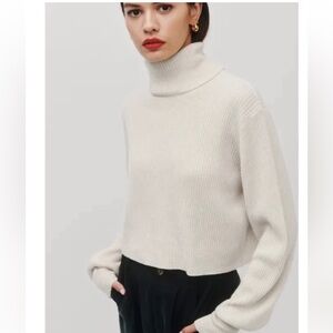 Reformation Luisa Cropped Cashmere Turtleneck Sweater in Gossamer